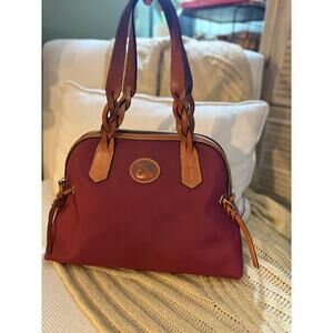 Dooney & Bourke Nylon & Leather Domed Satchel Maroon